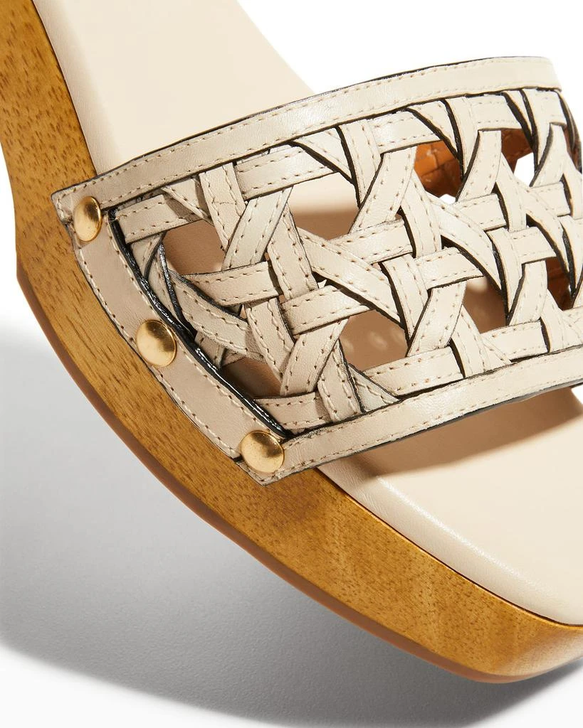 商品Tory Burch|Basketweave Calfskin Clog Sandals,价格¥1013,第4张图片详细描述