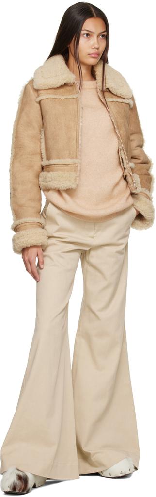 Beige Cropped Shearling Jacket商品第4张图片规格展示