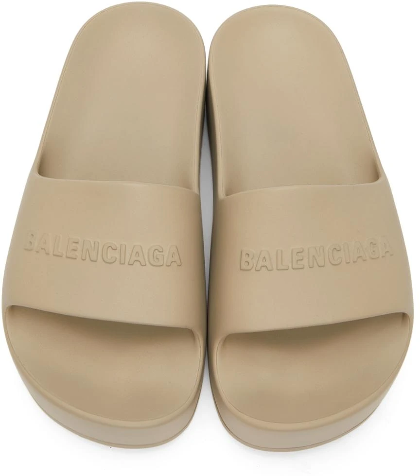 商品Balenciaga|Taupe Chunky Platform Slides,价格¥2719,第5张图片详细描述
