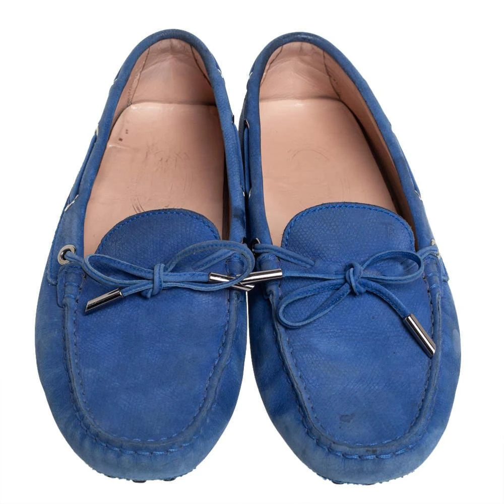 商品[二手商品] Tod's|Tod's Blue Nubuck  Gommino Slip On Loafers Size 38.5,价格¥1664,第3张图片详细描述