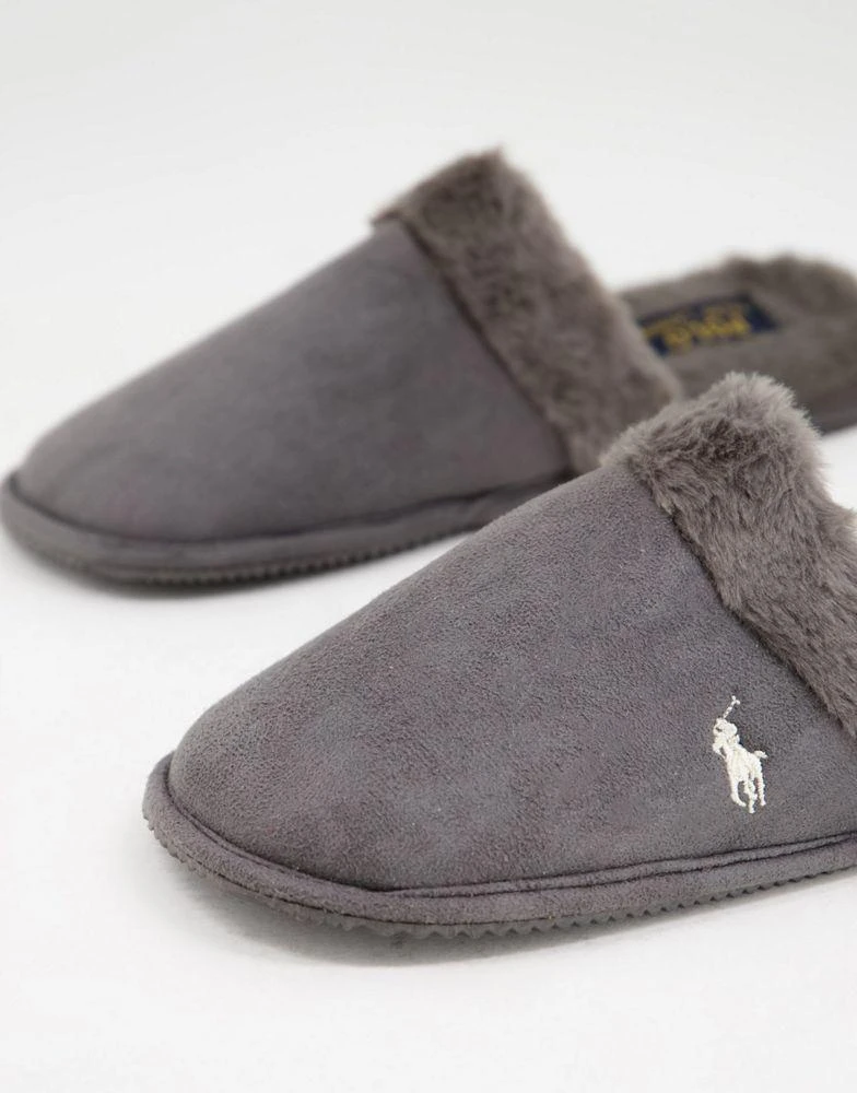 商品Ralph Lauren|Polo Ralph Lauren summit scuff mule slippers in grey,价格¥218,第1张图片