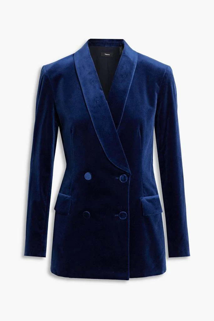 商品Theory|Double-breasted cotton-blend velvet blazer,价格¥1992,第1张图片