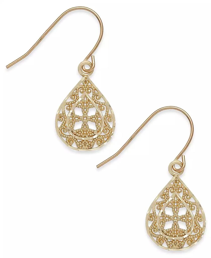 商品Macy's|Filigree Teardrop Earrings in 10k Gold,价格¥842,第1张图片