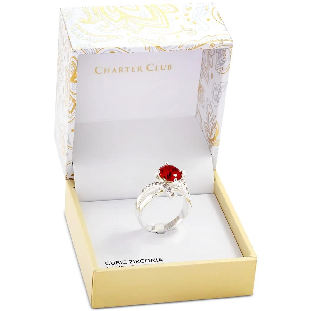 商品Charter Club|Silver-Tone Pavé & Color Crystal Solitaire Ring, Created for Macy's,价格¥67,第2张图片详细描述