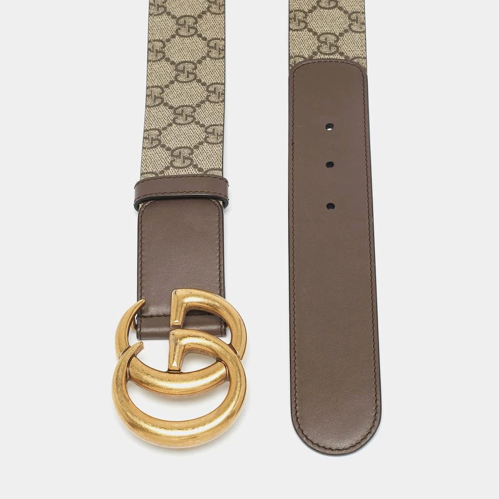 商品[二手商品] Gucci|Gucci Beige/Ebony GG Supreme Canvas and Leather Double G Buckle Belt 85 CM,价格¥2514,第3张图片详细描述