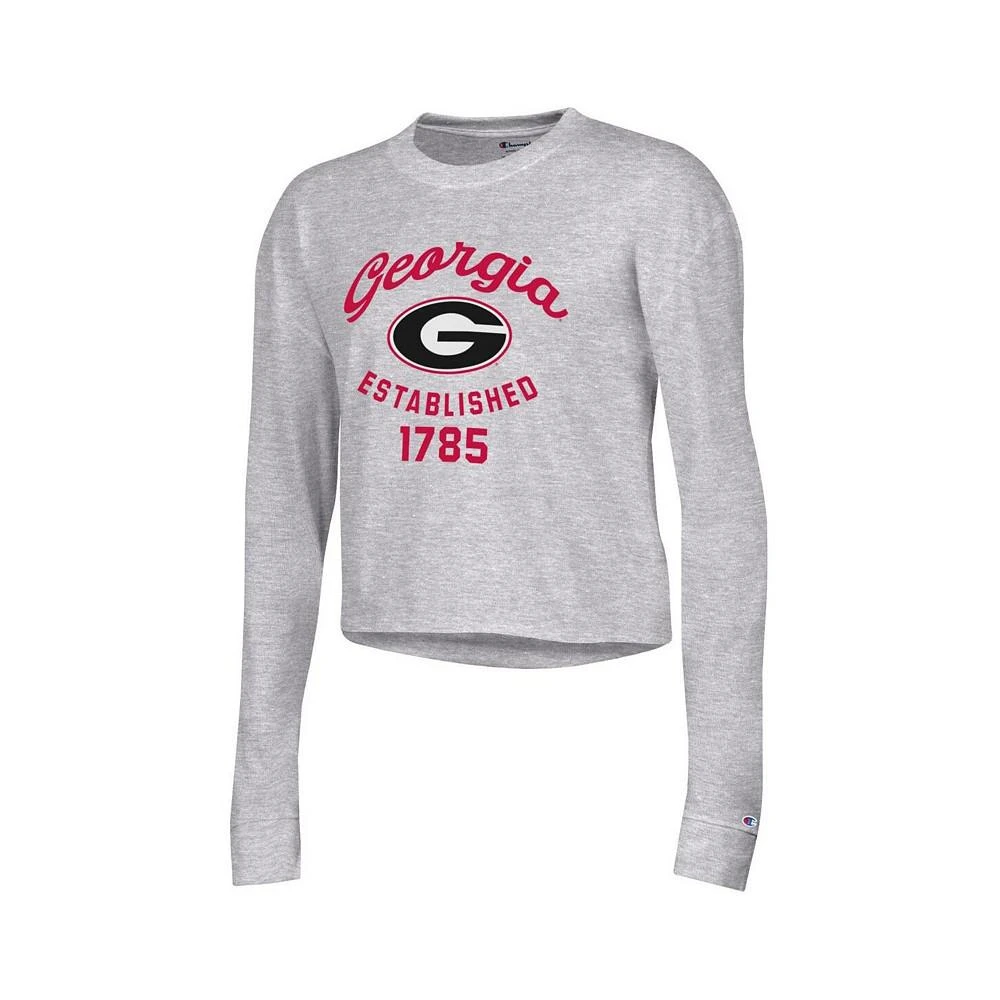 商品CHAMPION|Women's Gray Georgia Bulldogs Boyfriend Cropped Long Sleeve T-shirt,价格¥262,第2张图片详细描述