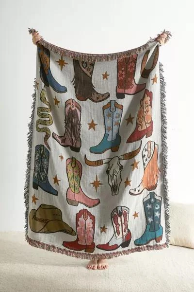 商品Calhoun & Co.|Calhoun & Co. Howdy Cowgirl Tapestry Throw Blanket,价格¥941,第1张图片