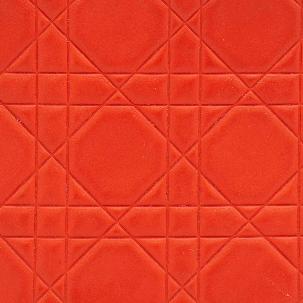 Dior Orange Cannage Embossed Leather Medium Lady Dior Tote商品第5张图片规格展示