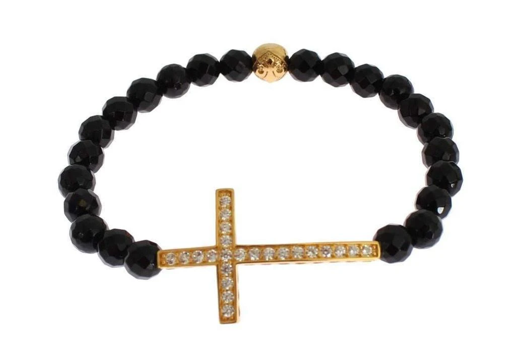 商品Nialaya|Nialaya Agate Stone Gold CZ Cross 925 Silver Bracelet,价格¥1116,第2张图片详细描述