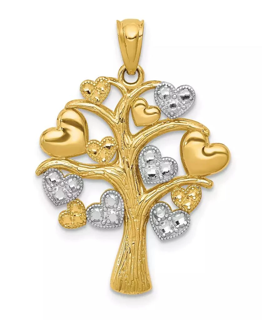 商品Macy's|Family Tree with Hearts Pendant in 14k Gold over Rhodium,价格¥1944,第1张图片