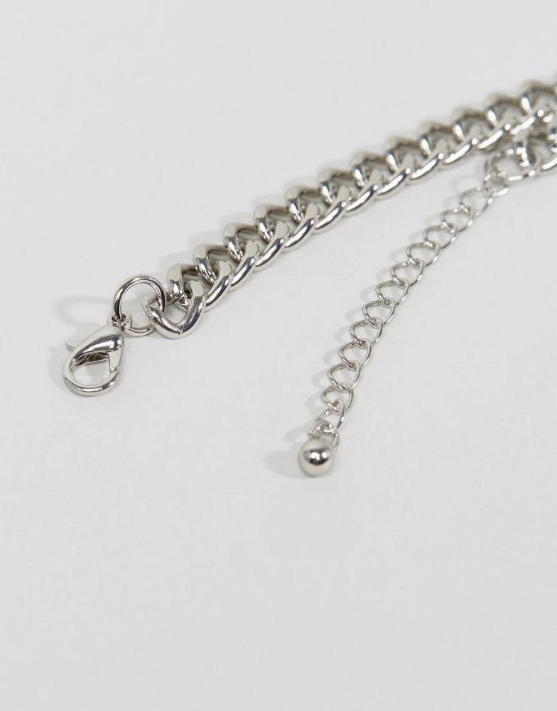 商品ASOS|ASOS DESIGN long curb chain necklace in silver tone,价格¥86,第4张图片详细描述