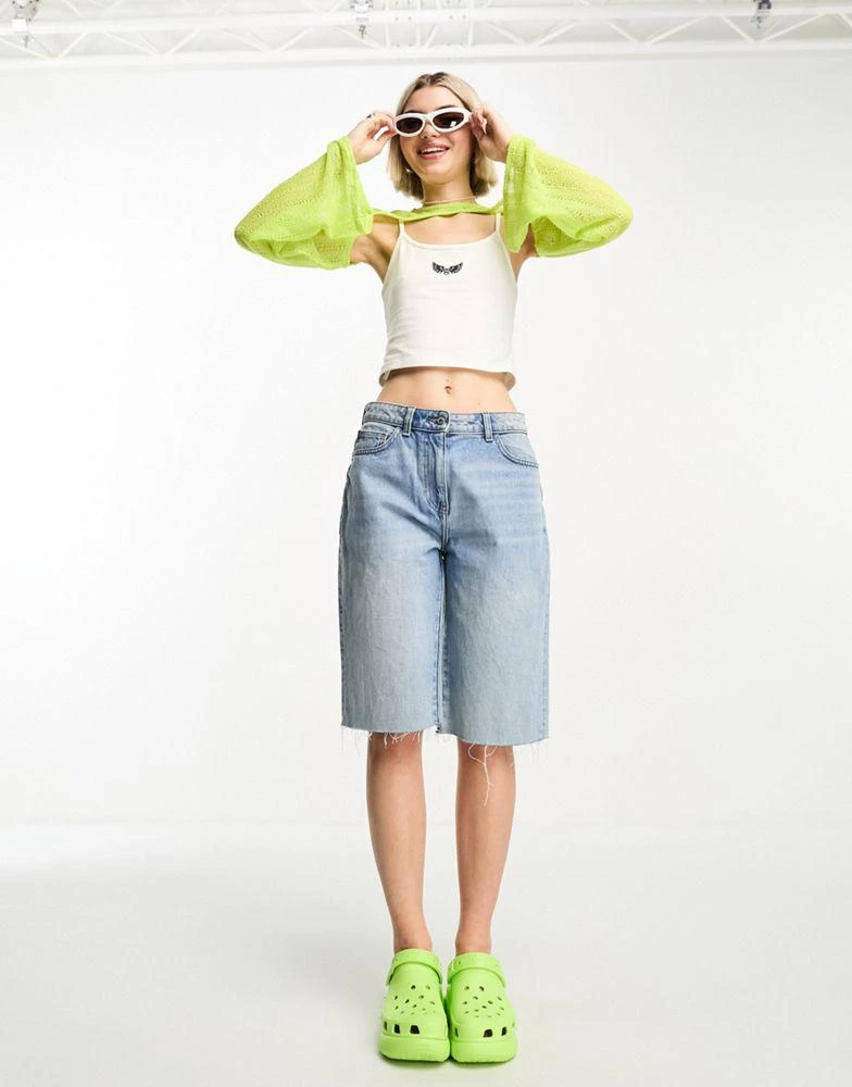 商品COLLUSION|COLLUSION fine knit long sleeve beach shrug in yellow,价格¥149,第4张图片详细描述