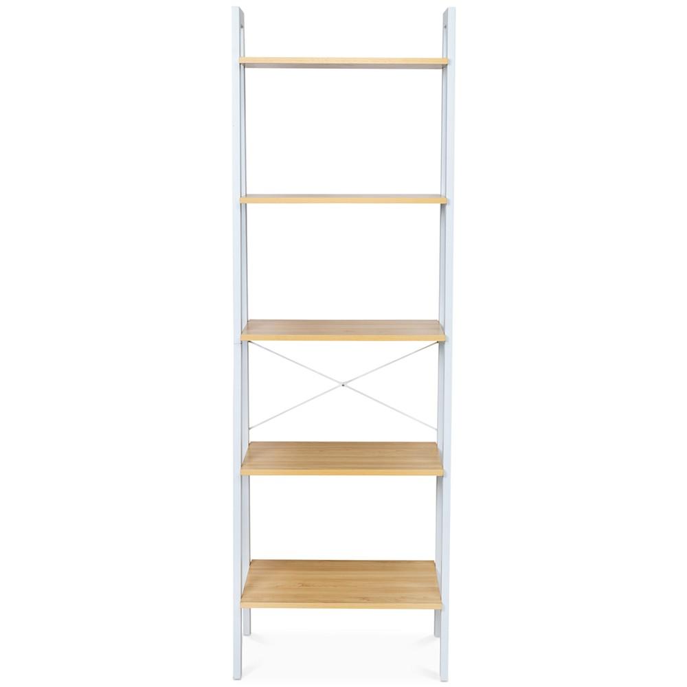 Metal & Wood Veneer A-Frame Ladder Shelf with 5-Tiers商品第4张图片规格展示
