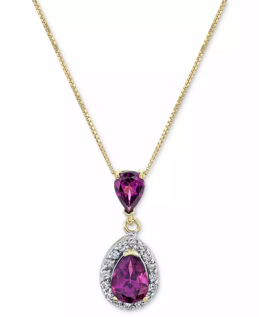 商品Macy's|Rhodolite Garnet (1-1/3 ct. t.w.) & Diamond (1/6 ct. t.w.) 18" Pendant Necklace in 14k Gold,价格¥2421,第2张图片详细描述