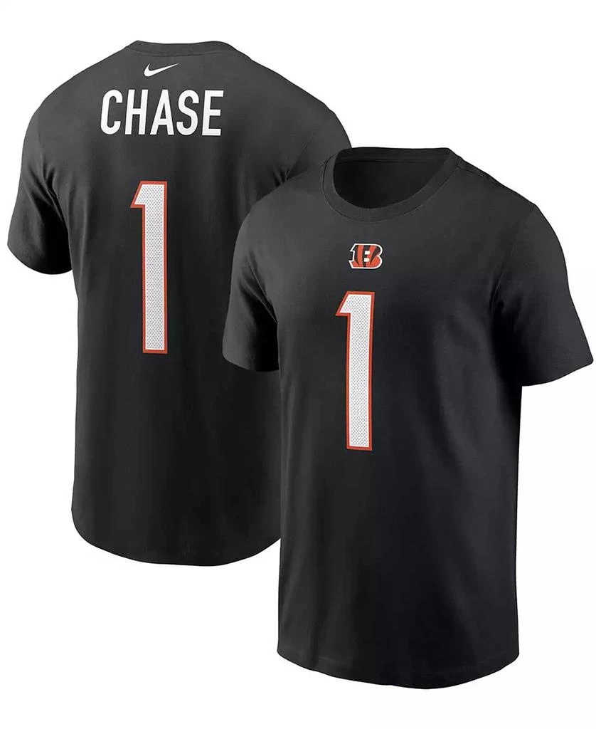 商品NIKE|Men's Ja'Marr Chase Black Cincinnati Bengals 2021 NFL Draft First Round Pick Player Name and Number T-shirt,价格¥243,第1张图片