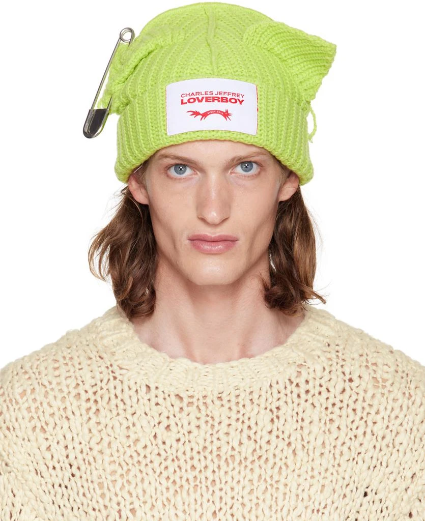 商品Charles Jeffrey Loverboy|Green Chunky Punk Ears Beanie,价格¥1373,第1张图片