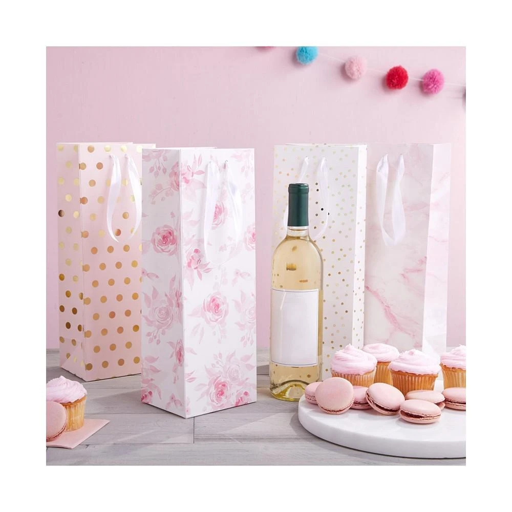 商品Sparkle and Bash|Champagne Wine Bottle Gift Bags for Bridal Shower and Weddings, 4 Designs (12 Pack),价格¥157,第2张图片详细描述
