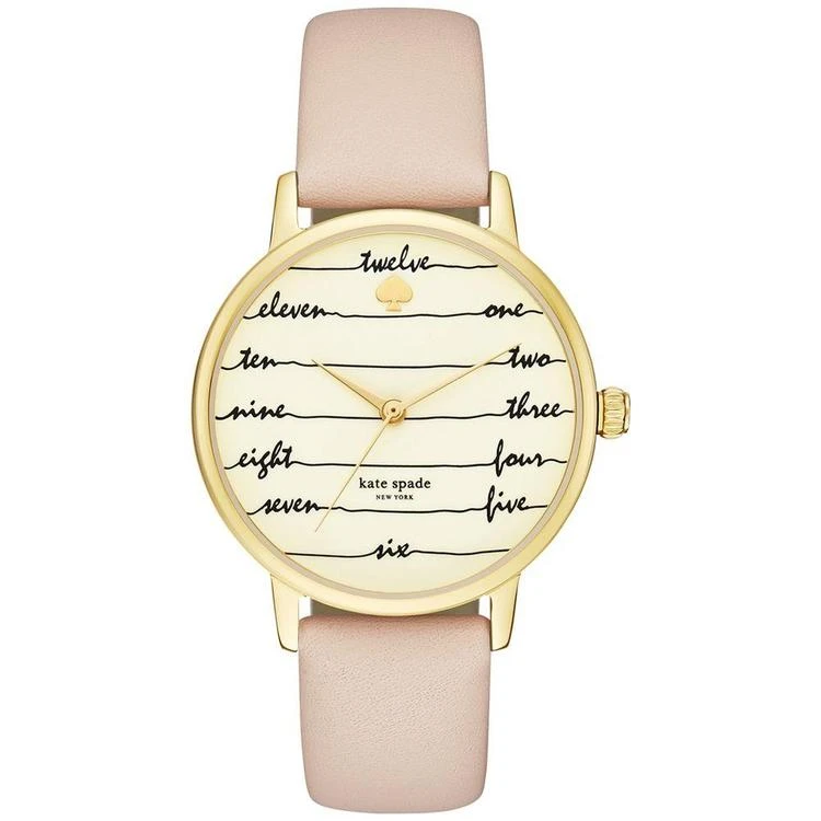 商品Kate Spade|Women's Metro Vachetta Leather Strap Watch 34mm KSW1059,价格¥1459,第1张图片