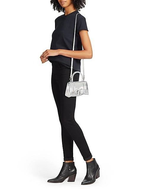 商品Balenciaga|XS Hourglass Embellished Croc-Embossed Metallic Leather Top Handle Bag,价格¥23132,第2张图片详细描述