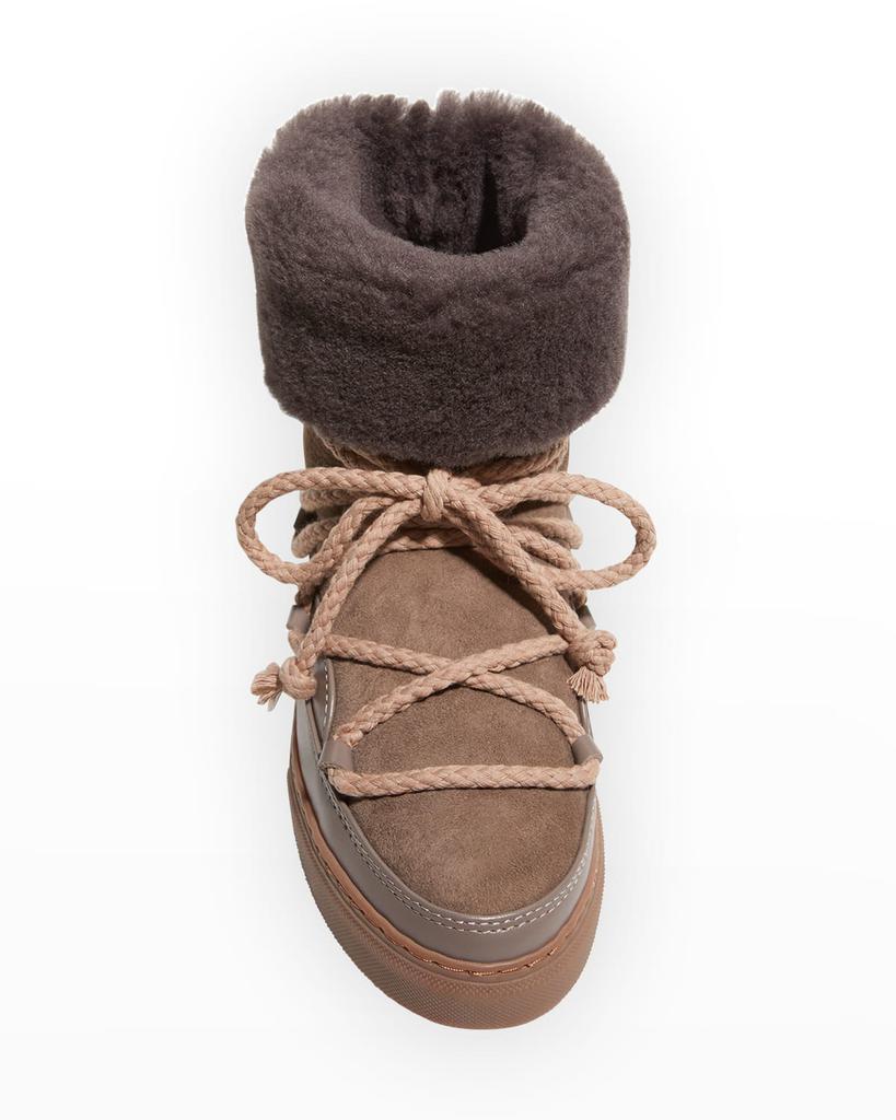 Classic Mixed Leather Shearling Snow Booties商品第5张图片规格展示