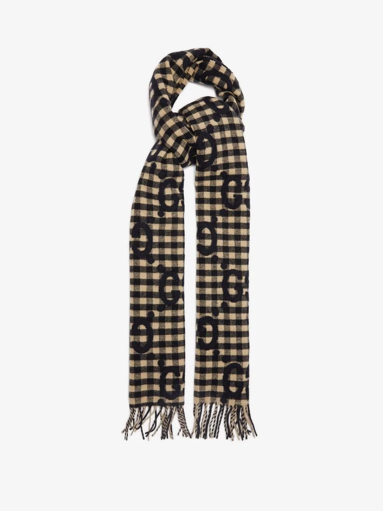 商品Gucci|GG-jacquard checked wool-blend scarf,价格¥3737,第1张图片