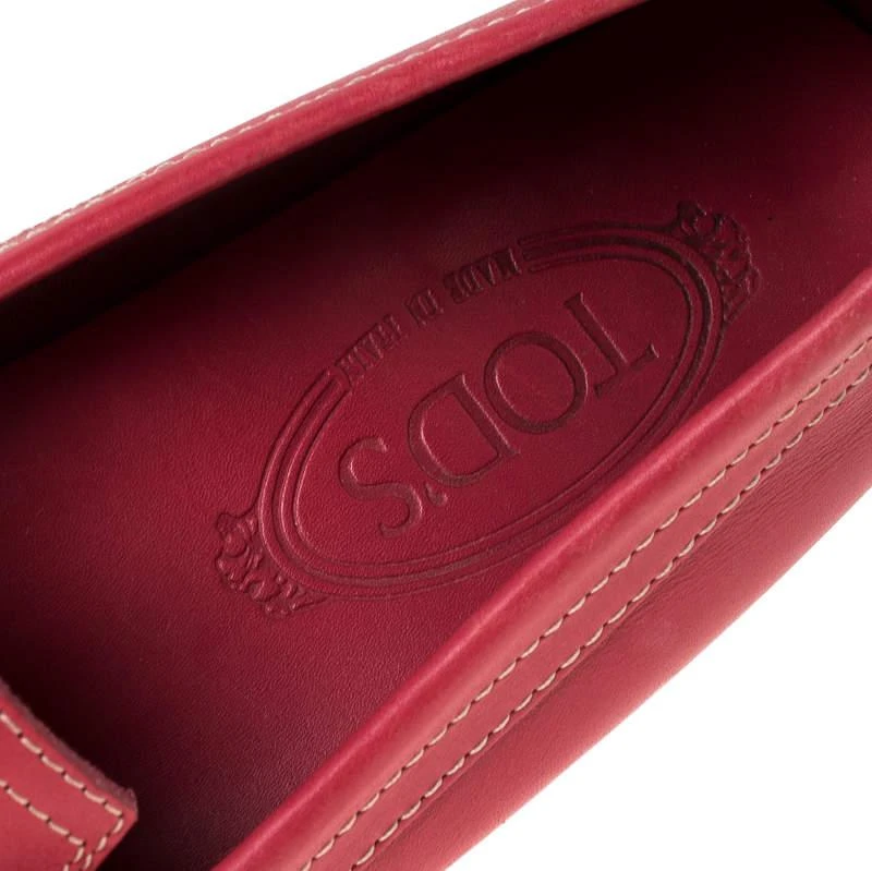 Tod's Pink Leather Buckle Detail Slip On Loafers Size 37.5 商品