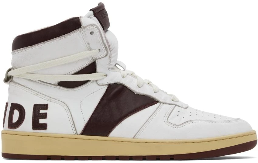 商品Rhude|White & Brown Rhecess Hi Sneakers,价格¥1333,第1张图片