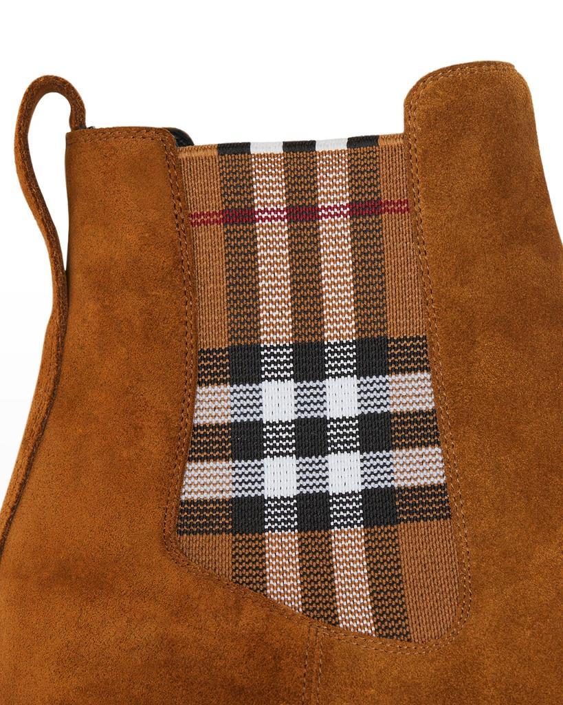 商品Burberry|Allostock Check Suede Chelsea Booties,价格¥6400,第6张图片详细描述