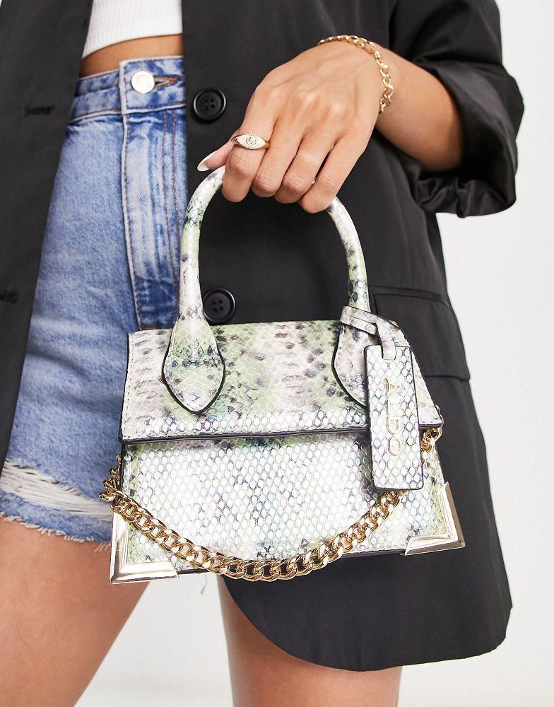 商品ALDO|ALDO Pythonia mini bag with chain in green snake,价格¥396,第4张图片详细描述