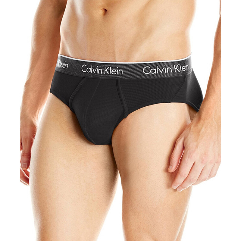 Calvin Klein 卡尔文 克莱恩 黑色尼龙弹性纤维男士弹力三角内裤 NB1004-001商品第3张图片规格展示
