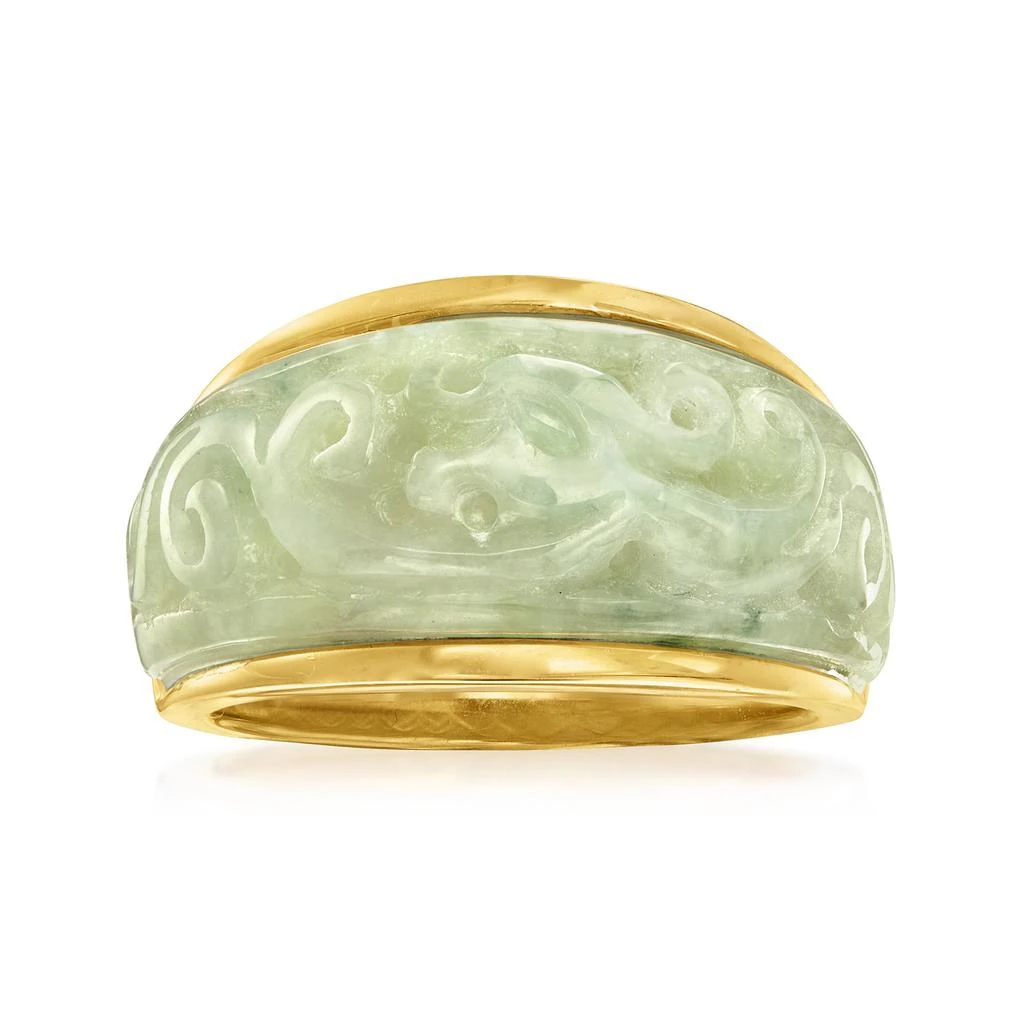 商品Ross-Simons|Carved Jade Ring in 18kt Gold Over Sterling,价格¥747,第1张图片