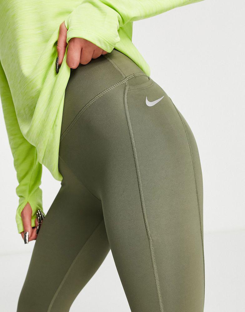Nike Running Dri-FIT Fast 7/8 leggings in khaki商品第3张图片规格展示