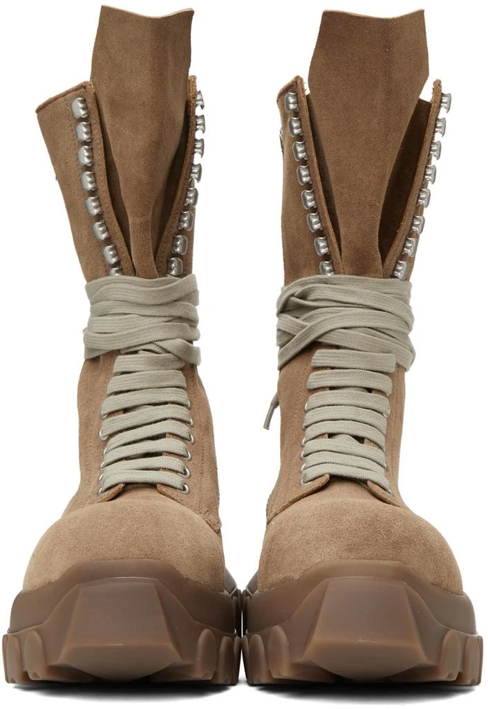 商品Rick Owens|Taupe Lace-Up Tractor Boots,价格¥7227,第2张图片详细描述