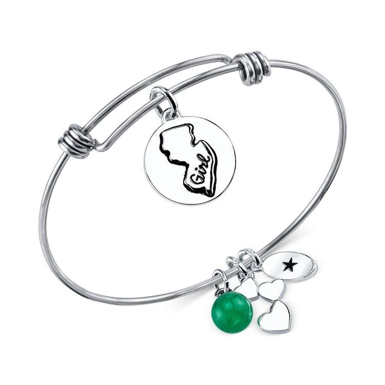 商品Unwritten|New Jersey Girl and Green Aventurine (8mm) Bangle Bracelet in Stainless Steel,价格¥105,第2张图片详细描述