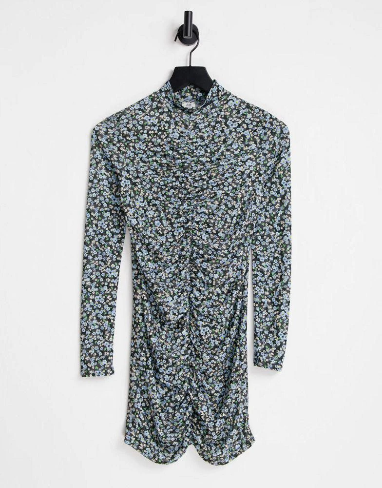 商品River Island|River Island ruched front tunic top in blue floral print,价格¥157,第1张图片