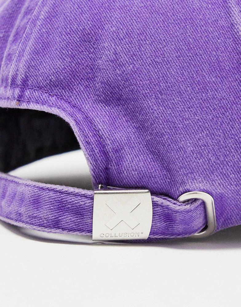 商品COLLUSION|COLLUSION Unisex embroidered logo cap in purple acid wash,价格¥102,第3张图片详细描述