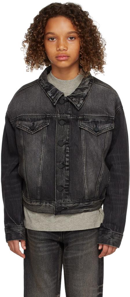 Kids Black Denim Jacket商品第2张图片规格展示