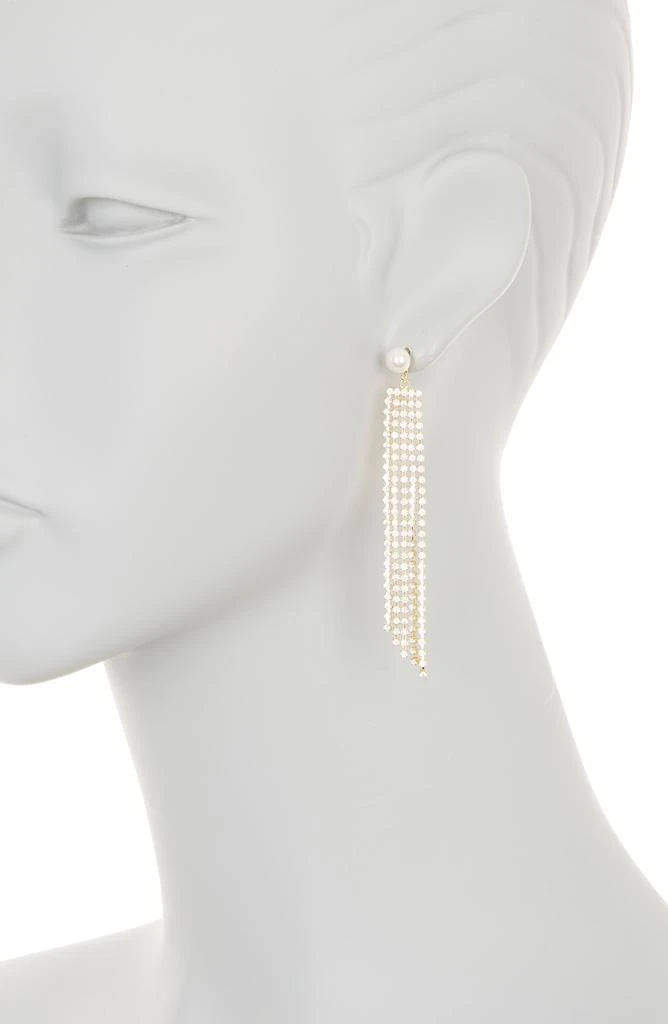 商品Nordstrom|Imitation Pearl & Cubic Zirconia Fringe Drop Earrings,价格¥48,第2张图片详细描述