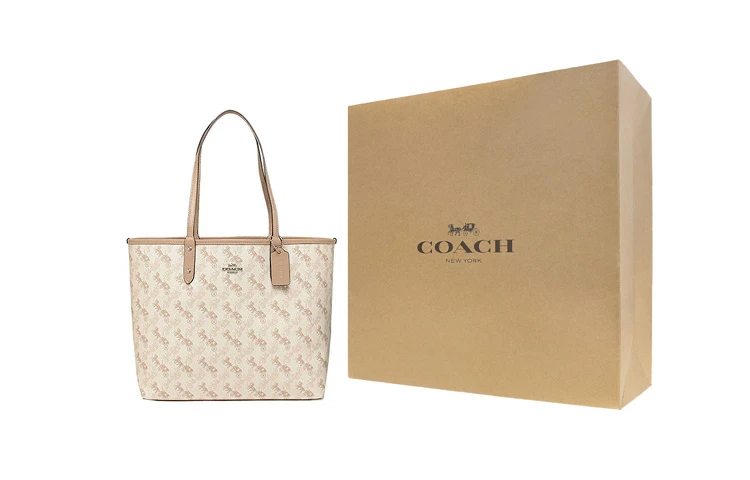 商品[国内直发] Coach|蔻驰 City Reversible 33 双面可用马车老花 PVC拼帆布 帆布包托特包Tote包购物袋手提单肩包 大号 女款 米棕色,价格¥2265,第8张图片详细描述