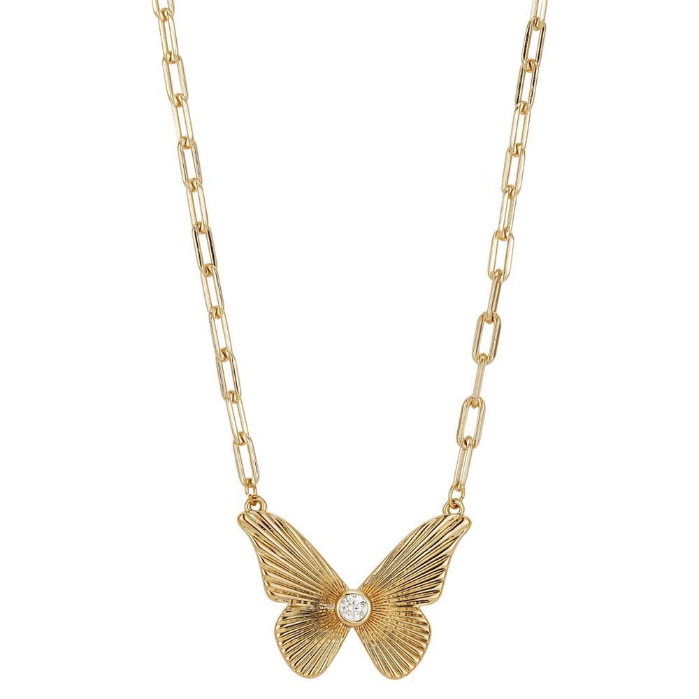 商品Unwritten|Crystal Butterfly Pendant Necklace in Gold-Flash, 16" + 2" extender,价格¥162,第1张图片