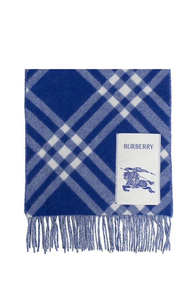 商品Burberry|Burberry Logo Patch Checked Fringed Scarf,价格¥3564,第1张图片