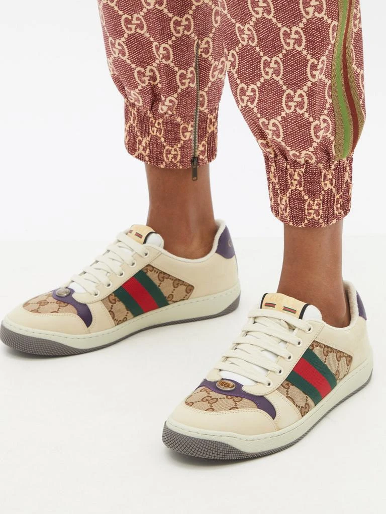 商品Gucci|Screener leather and GG-Supreme canvas trainers,价格¥6659,第2张图片详细描述