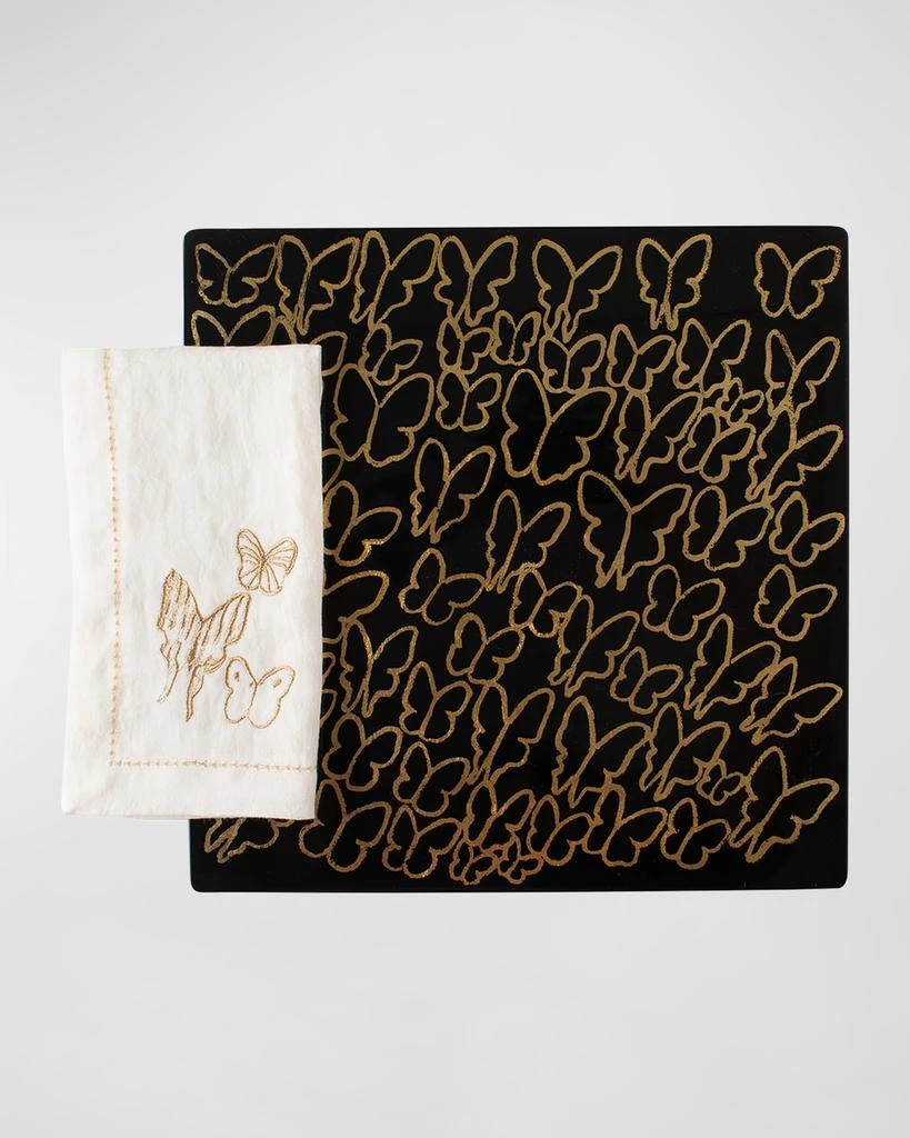 商品Hunt Slonem|Painted Butterfly Embroidered Linen Dinner Napkin,价格¥271,第2张图片详细描述