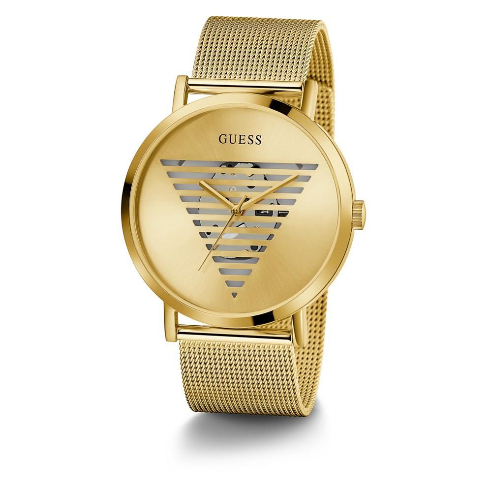 商品GUESS|Men's Gold-tone Stainless Steel Mesh Watch 44mm,价格¥648,第5张图片详细描述