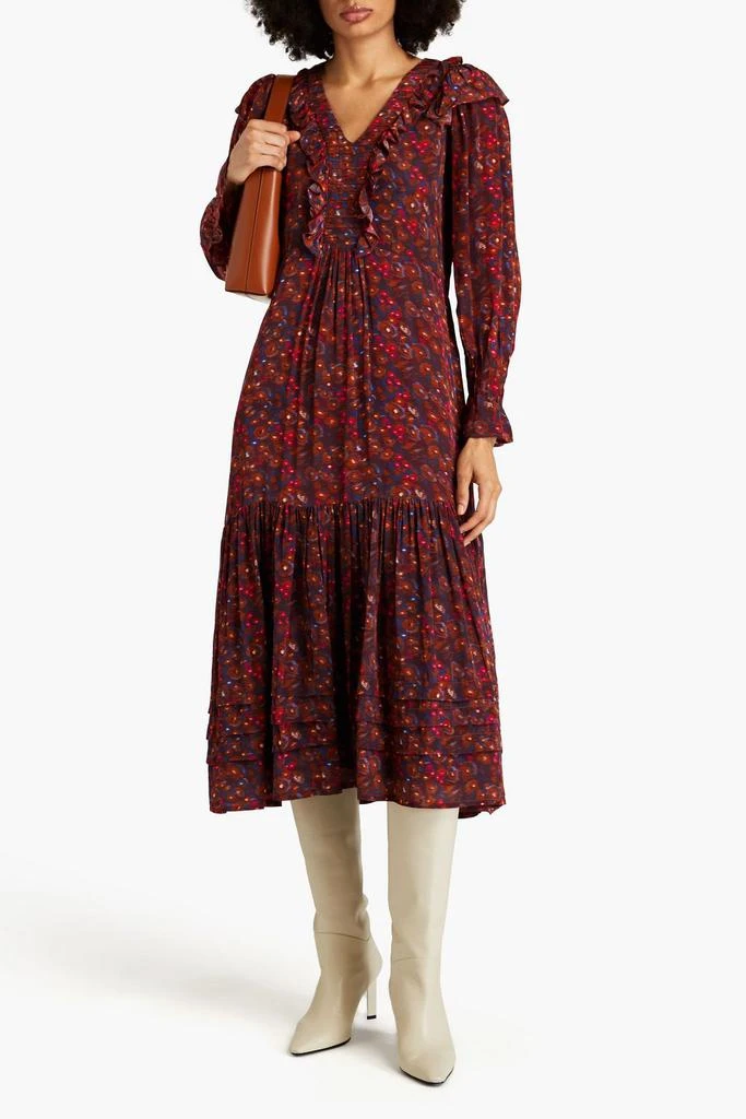 商品Sea|Ilana ruffled printed crepe de chine midi dress,价格¥1450,第2张图片详细描述