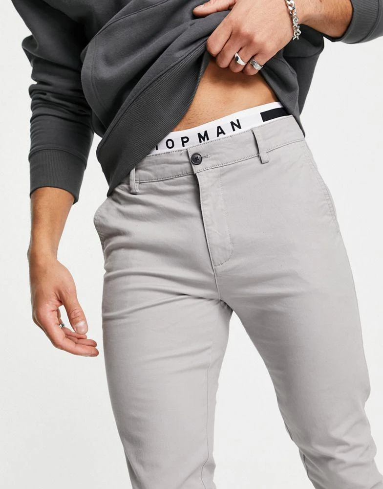 商品Topman|Topman stretch skinny chinos in light grey,价格¥173,第3张图片详细描述