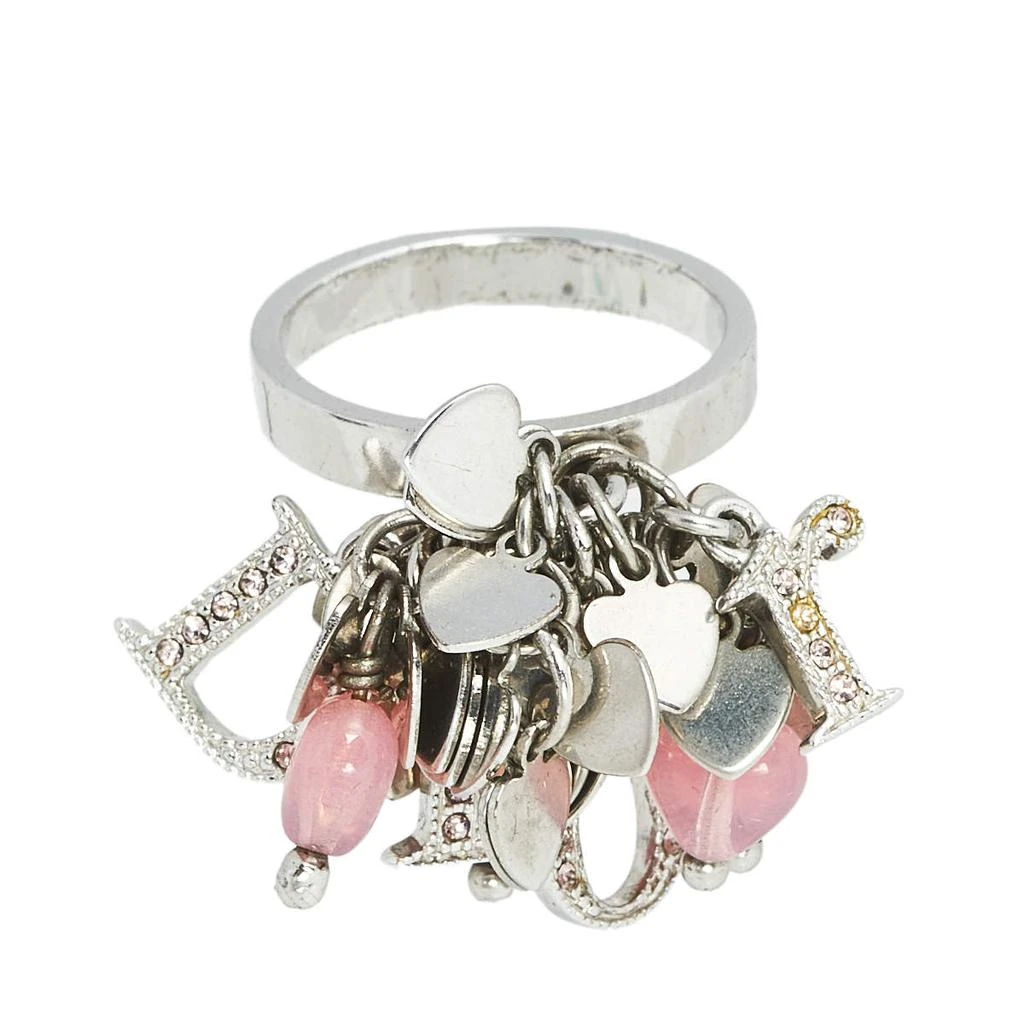 商品[二手商品] Dior|Dior Crystal & Resin Logo Heart Charms Ring Size EU 54.5,价格¥851,第2张图片详细描述