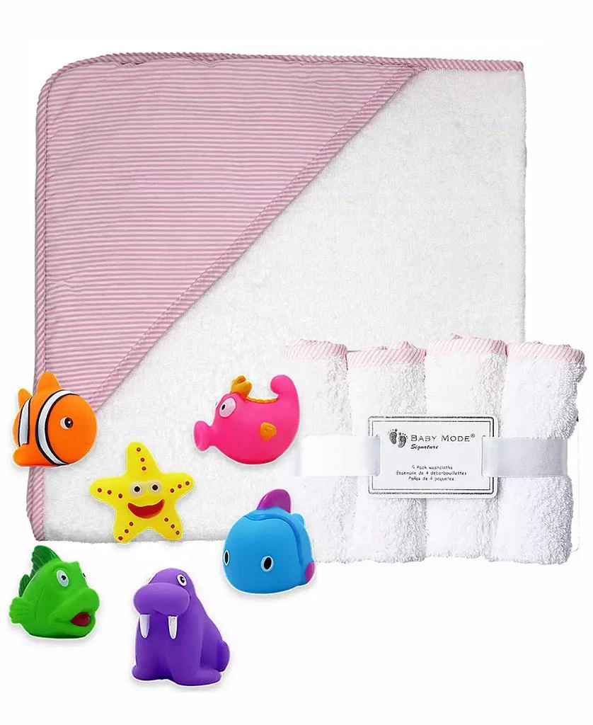 商品Baby Mode Signature|Baby Girls Towel, Washcloth, and Toys, 9 Piece Set,价格¥300,第1张图片