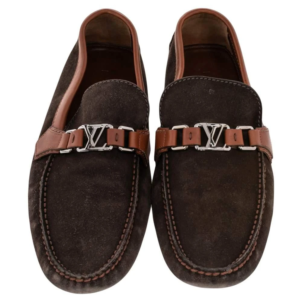 商品[二手商品] Louis Vuitton|Louis Vuitton Brown Suede And Leather Hockenhein Slip On Loafers Size 45,价格¥4006,第3张图片详细描述
