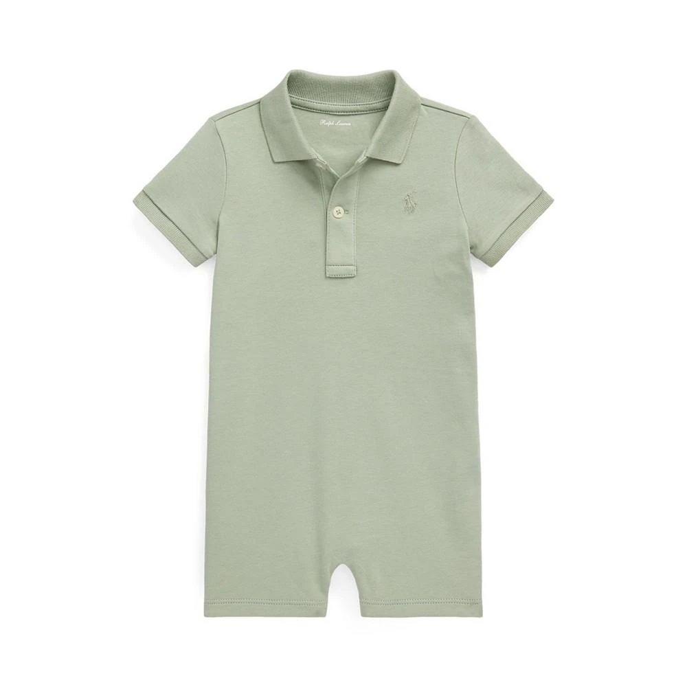商品Ralph Lauren|Baby Boys Soft Cotton Polo Short Sleeves Shortall,价格¥260,第1张图片